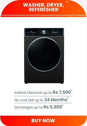 IFB Washer Dryer Refresher - Exchange annd Save up to ₹10000. No Cost EMI up to 18 months. Cashback up to ₹7500.